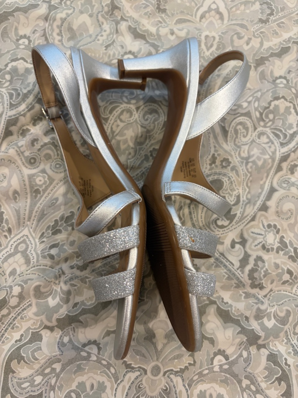 Naturalizer TaimiSilver Sparkle Strappy Heels 12W - Picture 6 of 9